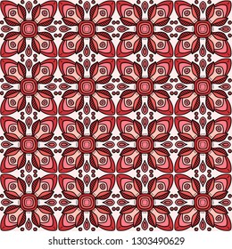 Living Coral - 2019 Color of the Year. Pastel Color Fashion Textile Prints. Hand drawn seamless pattern inspired of glazed tiles. Ceramic pattern.