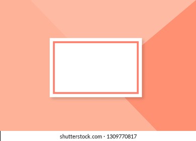 Living coral background with frame and copy space. Trendy color of the year 2019. Modern horizontal web banner layout with free text area. Easy to edit vector template for brochure, presentation, etc.