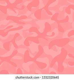 Living coral camouflage pattern background. Seamless vector illustration. Fashion camo design.