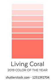 Living Coral Color Tints Swatches Guide. 2019 Color of the Year. Future Color Trend Forecast. Palette Sample.