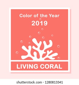 Living Coral color of the year 2019. Living Coral swatch. Color trend palette. Vector illustration with coral for banners, poster, advertising, blog and social media posts. Vector mockup.