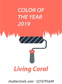 Living Coral color of the year. Color trend palette. Living Coral swatch.