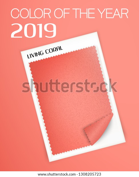 Download Living Coral Fabric Sample Color Year Stock Vector Royalty Free 1308205723