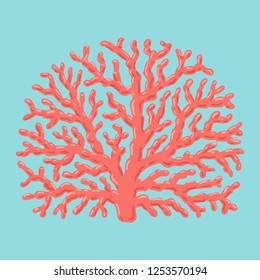 Living Coral illustration. Living coral reef isolated on white. Vector coral color illustration.
