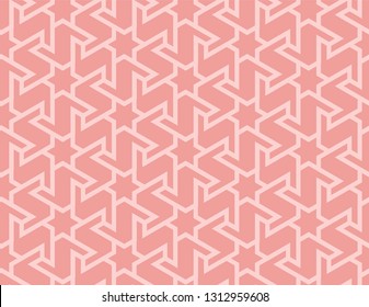 Living coral seamless geometric pattern. Color of the 2019 year. Vector repeating texture for fabric design, cloth, textile.