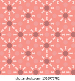Living coral seamless geometric pattern. Color of the 2019 year. Vector repeating texture for fabric design, cloth, textile.
