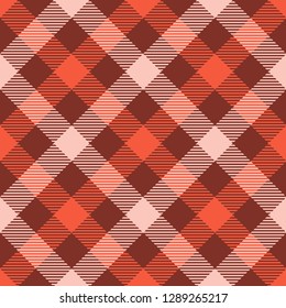 Living Coral Tartan Seamless Pattern Background. Coral Light and Dark Color  Plaid.  Flannel Shirt Patterns. Trendy Tiles Vector Illustration for Wallpapers. Color of the Year 2019.