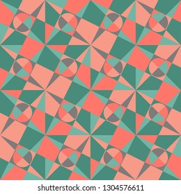 Living Coral and Teal abstract geometric pattern