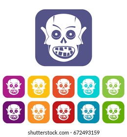 Living dead icons set vector illustration in flat style In colors red, blue, green and other