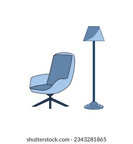 Living decor with lamp and furniture.
