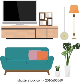 living furniture set illustration sofa TV self