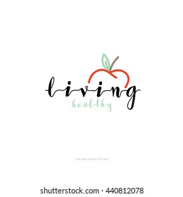 living healthy logo vector logo template. hand drawing logo.
