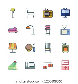 living icon set. vector set about frog, sofa, bunk and television icons set.