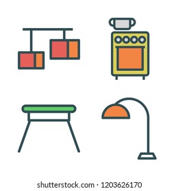 living icon set. vector set about chair, stove and lamp icons set.