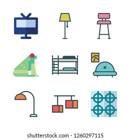 living icon set. vector set about stove, television, chair and livingroom icons set.