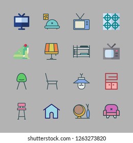 living icon set. vector set about lamp, modern chair, armchair and chair icons set.