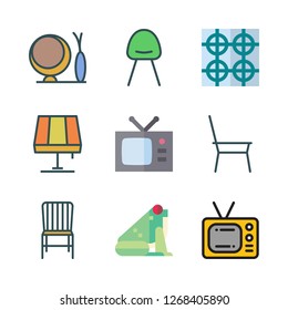 living icon set. vector set about lamp, frog, modern chair and chair icons set.