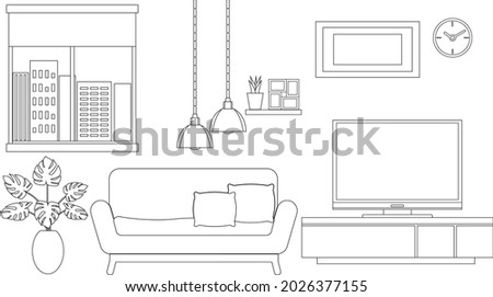 living interior line vector illustration