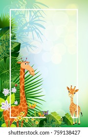 living in the jungle animal and green summer backgrounds illustration vectors.