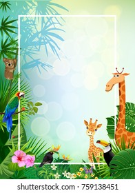  living in the jungle animal and green summer backgrounds illustration vectors.