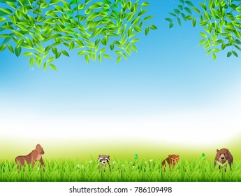 living in the jungle animal and green summer backgrounds illustration vectors.