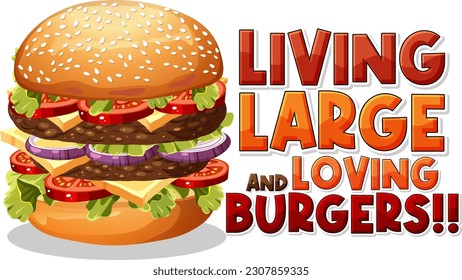 Living large and loving burgers icon cartoon illustration