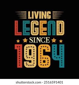 Lido Vivo Desde 1964, Nascido em um Ano de Elegância Clássica e Moda Histórica, Vintage T-Shirt Design para Verdadeiros Admiradores de Retro Coolness.	