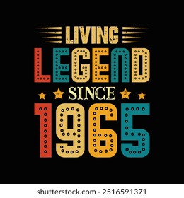 Lido Vivo Desde 1965, Nascido em um Ano de Elegância Clássica e Moda Histórica, Vintage T-Shirt Design para Verdadeiros Admiradores de Retro Coolness.	