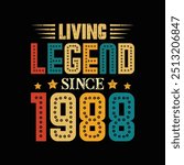 Living Legend Since 1988, Born in a Year of Unique Coolness and Historic Fashion, Vintage T-Shirt Design for Admirers of Genuine Retro Moments. apparel, t shirt, sticker, printing, typography