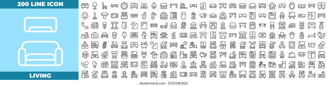 Living Line Editable Icons set. Vector illustration in modern thin Line style of living icons: apartment,comfortable,furniture, etc