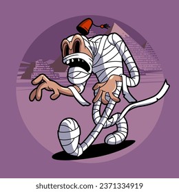 The Living Mummy. Spooky Horror Cartoon Creature Character Illustration.