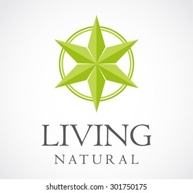 Living natural star abstract vector logo design template green business icon environment company symbol concept