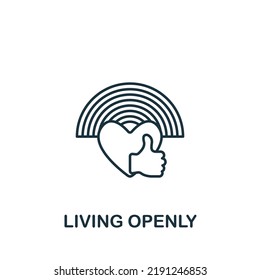 Living Openly icon. Line simple Lgbt icon for templates, web design and infographics