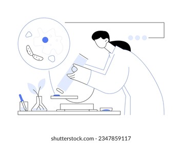 Living organisms research abstract concept vector illustration. Biochemist makes experiment with living organism, ecology industry, environmental science, lab research abstract metaphor.