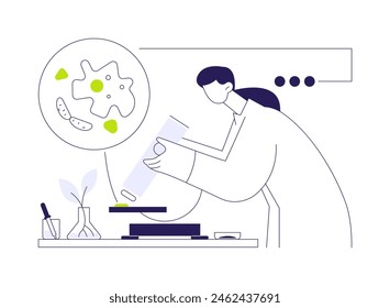 Living organisms research abstract concept vector illustration. Biochemist makes experiment with living organism, ecology industry, environmental science, lab research abstract metaphor.