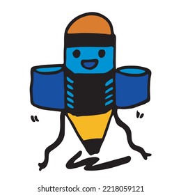 a living pencil that writes itself hand drawn vector