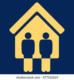 Living Persons icon. Vector style is flat iconic symbol, yellow color, blue background.