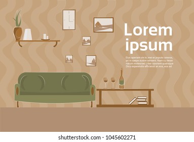 Salón De Fondo Y Mesa Con Botella De Vino E Ilustración Vectorial De Gafas