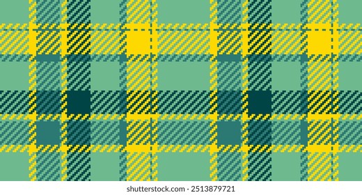 Living room background seamless check, various texture textile vector. Loft plaid fabric pattern tartan in green and gold colors palette.