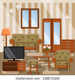 Living room. Background. Vector illustration.