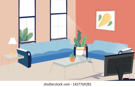 Living room background vector illustration