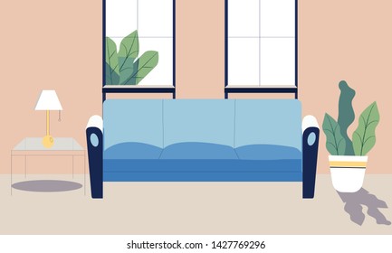 Living room background vector illustration