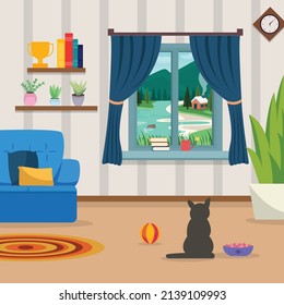 ilustración vectorial de fondo de sala de estar