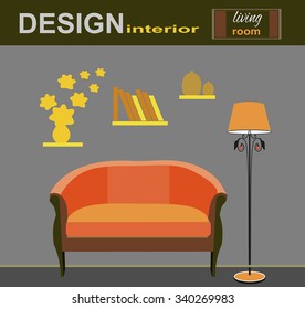 Living room. Banner vector illustration