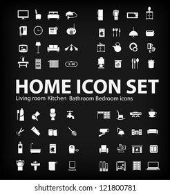 Living Room , Bedroom , Kitchen, Bathroom  Equipment Set  (vector)