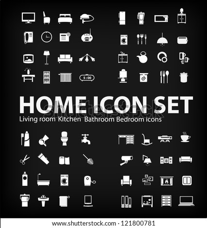 living room , bedroom , kitchen, bathroom  equipment set  (vector)