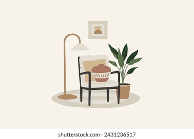 Sala de estar en estilo boho ilustración vectorial