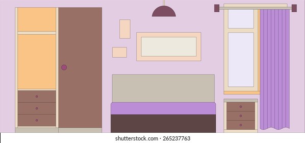 Living room in cartoon style vector illustration.