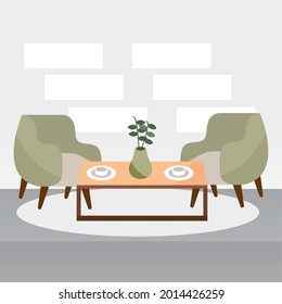 living room with chairs and table