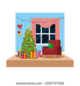 living room with christmas decoration scene